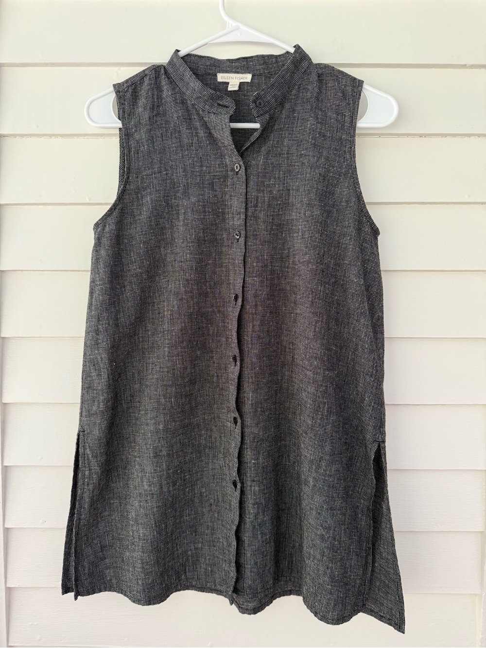 Eileen Fisher | Hemp & Organic Cotton Sleeveless Button Front Tunic XS